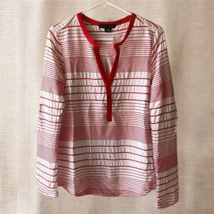 Anthropologie Red and White Striped Long Sleeve Shirt NWT